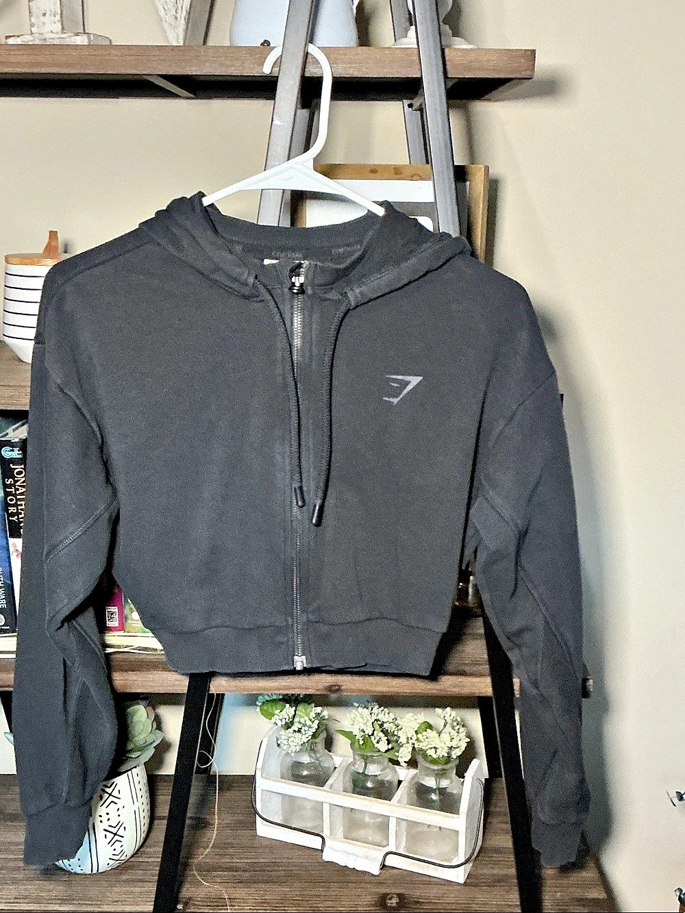 Gymshark Full Zip Cropped Hoodie Black XS